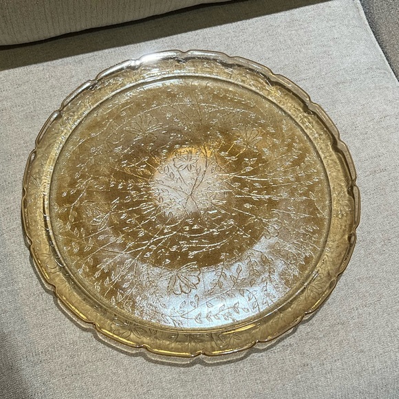 Jeannette Iridescent Floragold Depression Glass Tray Platter - Picture 2 of 5